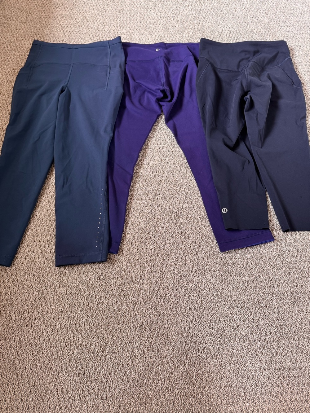THREE Lululemon Leggings. Various styles; all in amazing shape and all sz 4